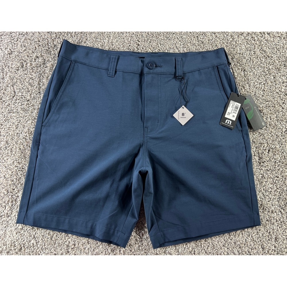 TravisMathew Tech Chino Shorts Mens 32 Dress Blues 8 Inch Inseam NWT